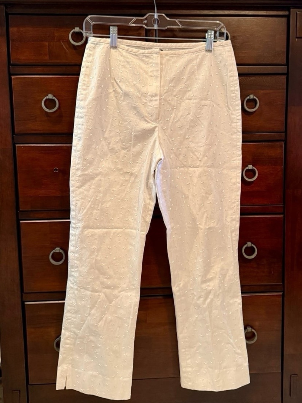 Renfrew Cream Eyelet Straight-Leg Pants size 2